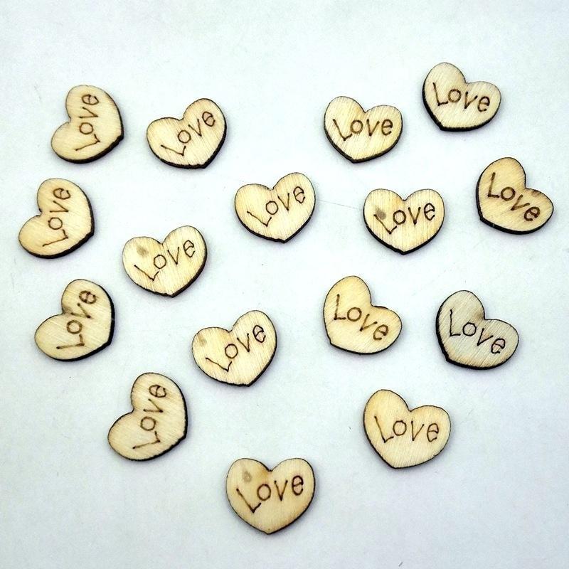 100pcs Rustic Wooden Love Heart Craft Embellishment Wedding Decoration Favours