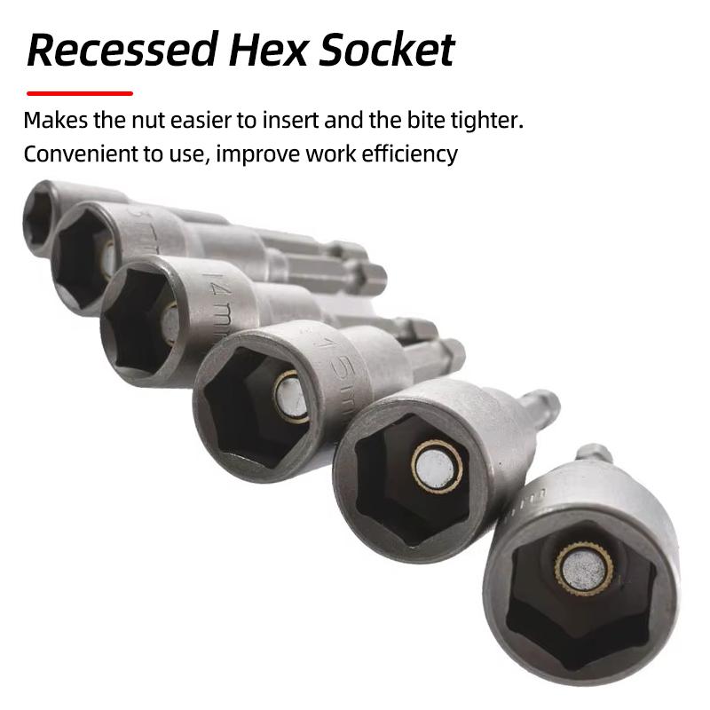 14pcs 6-19MM Hex Socket Sleeve Nozzles Strong Magnetic Nut Driver Set Drill Bit Adapter Wind Approved Sleeve Electric Pipi Tsui