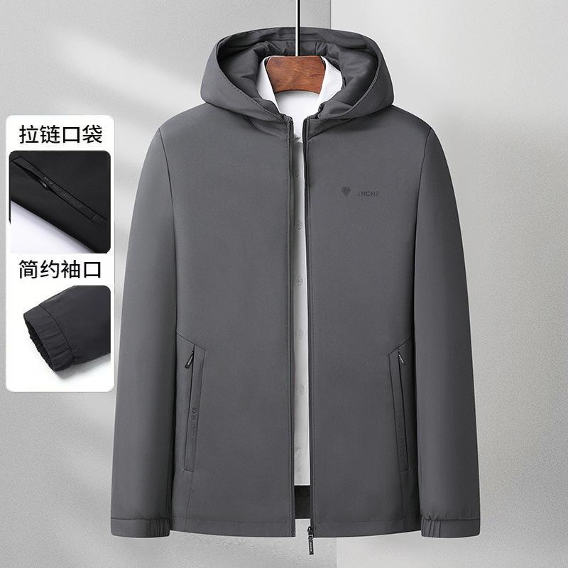

New spring and autumn old coat middle-aged men s removable hat jacket business dad casual coat 195 (weight 170-95 kg)