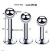 Titan G23 Labret-Stecker mit Innengewinde, 6-10 mm Runde Kugel, Zungenpiercing Flache Rückseite, Schmuck für Körperpiercings aus Titanlegierung.