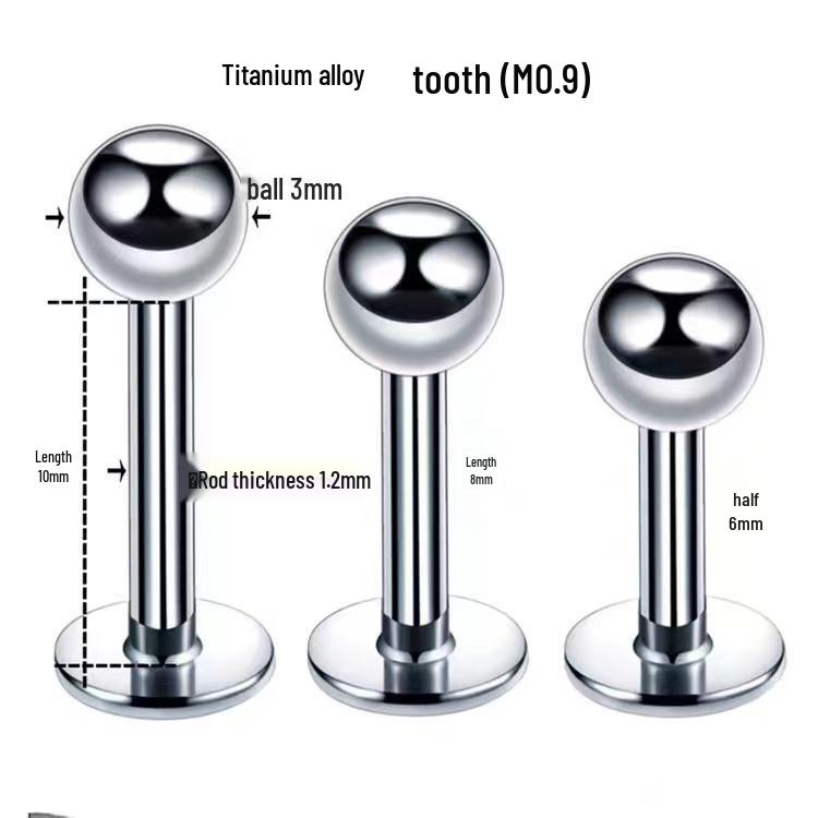 Titan G23 Stud Labret cu Filet Interior, Bilă Rotundă 6-10mm, Inel de Limbă cu Spate Plat, Bijuterii din Aliaj de Titan pentru Piercing Corp.