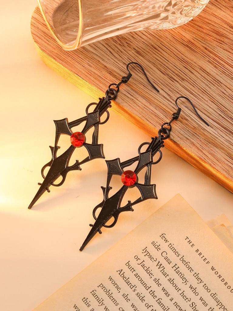 Jewelry Punk Diamond Cross Earrings Necklace Girls Halloween Party Earrings