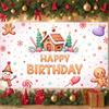 Candyland Display Snowflake Pattern Xmas Birthday Backdrop Background Gingerbread House Winter Party Banner For Christmas