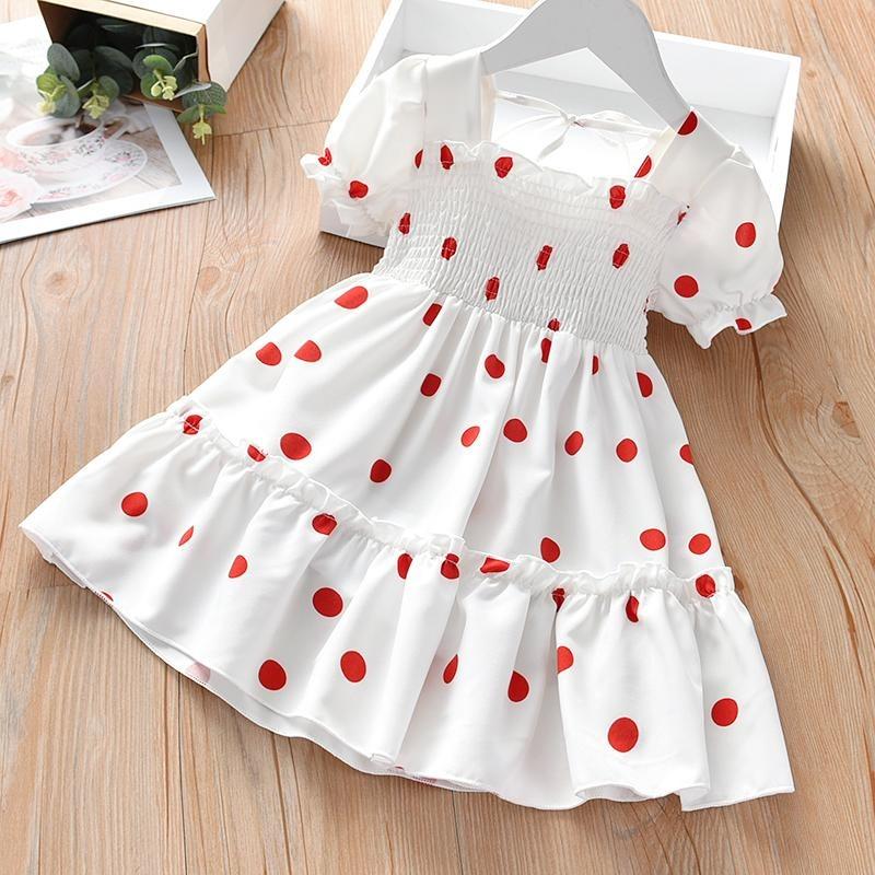 Barn Jenter Mote Kortermet Polka Dot Kjole Stilig Kjole for Barn Baby Girls