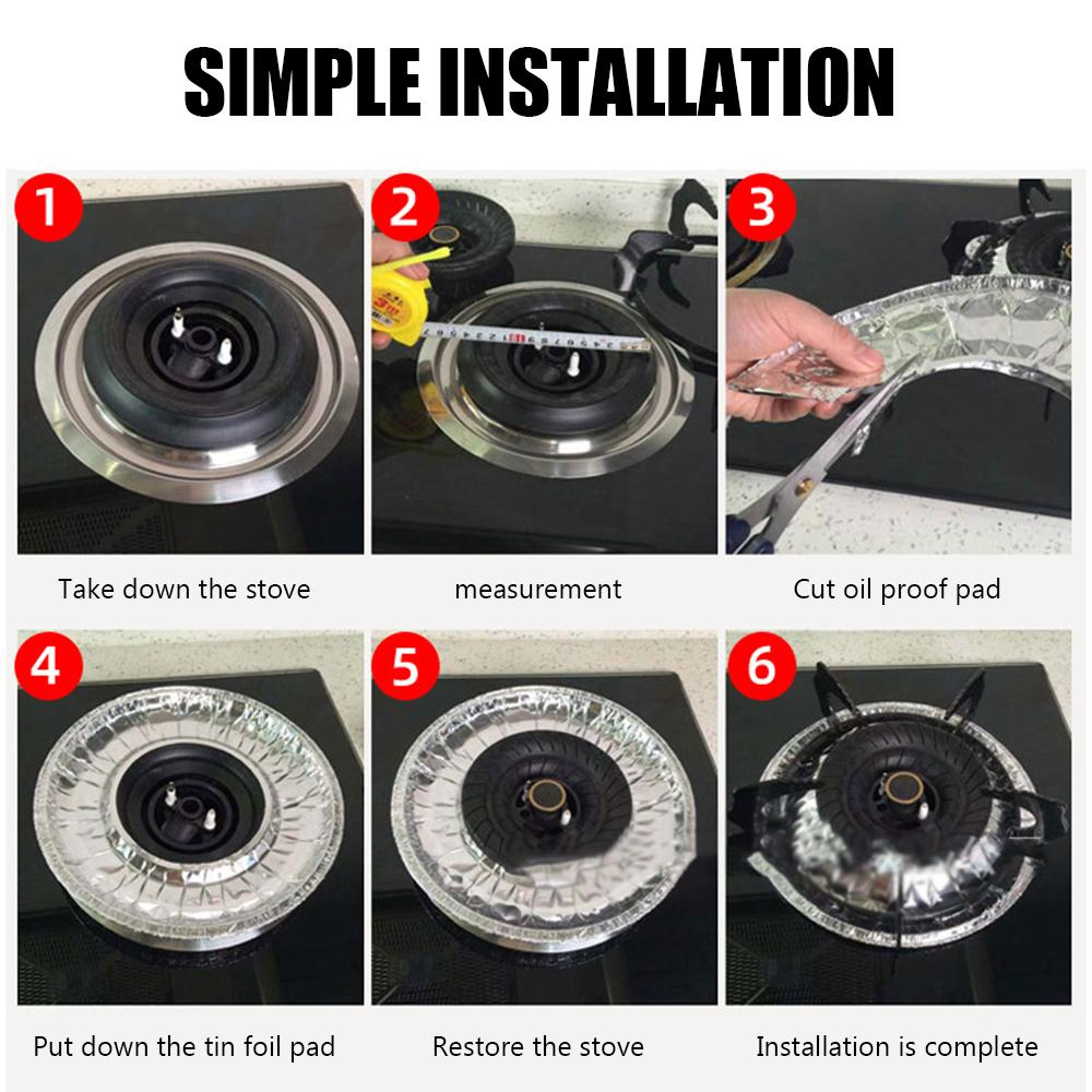 10 Adet Gazlı Ocak Matı Yağ Geçirmez Mat Alüminyum Folyo Isıya Dayanıklı Temizleme Pedi Gaz Ocağı Koruyucuları Kolay Takılır Kalın Ocak Matı