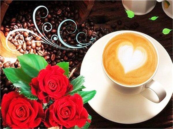 

HUACAN 5D Алмазная вышивка Кофе Полный квадратный круглый набор для вышивки крестом Алмазная картина Пейзаж Алмазная мозаика Домашний декор Full Square 20X30cm