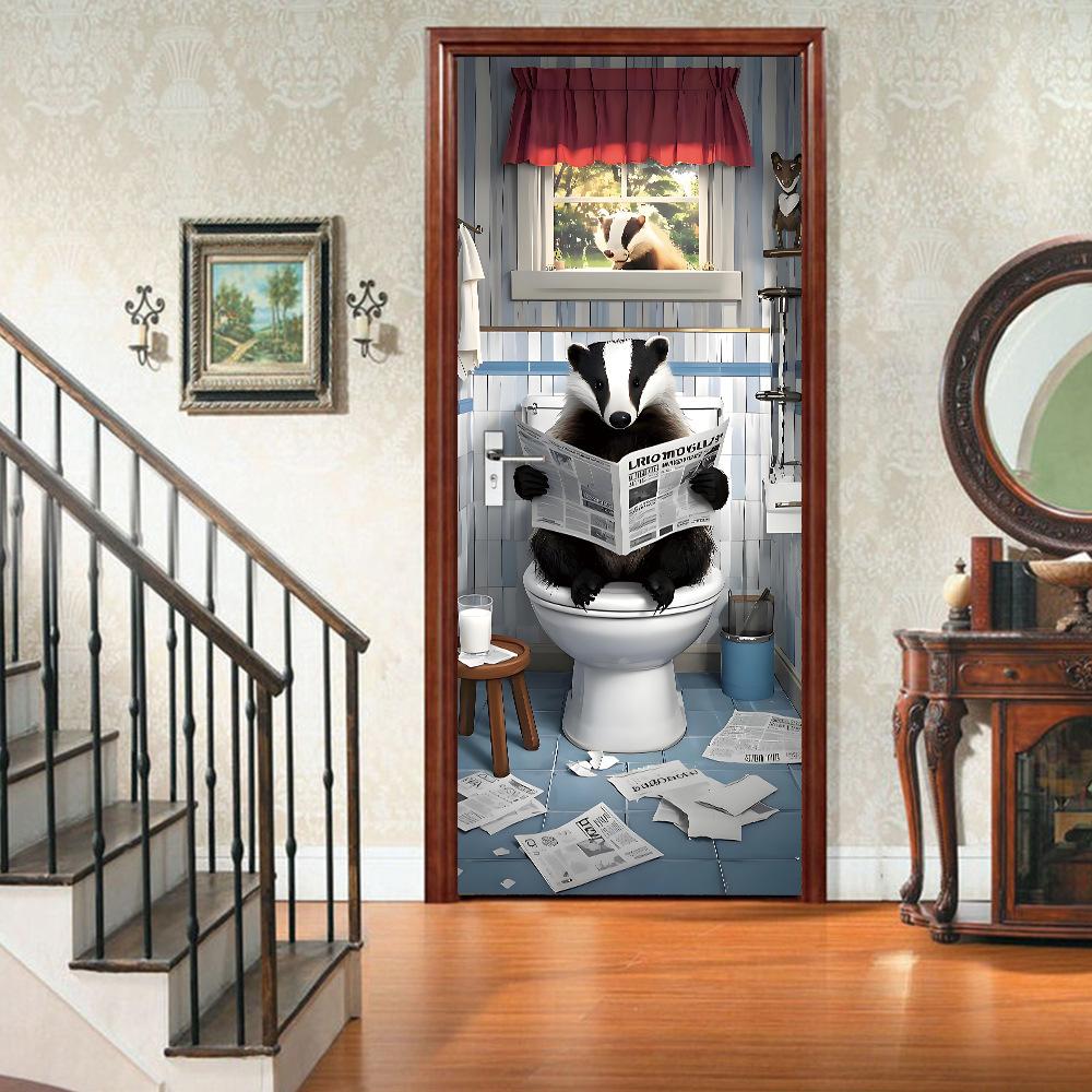Fantastic Animal Self-Adhesive Wallpaper, Bedroom Self-Dipping 3D Door Sticker, Advanced Waterproof Door Frame Sticker