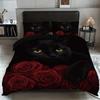 3pcs Black Cat Pattern Printed Bedding Set, 1*quilt Cover+2*pillowcase, Suitable for King Bed, Single Bed for All Seasons