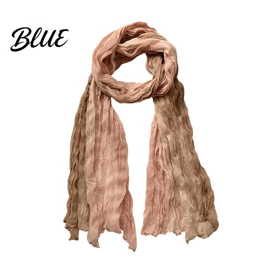 Unisex Fashion Shawl Neck Wrap Pleated Warm Gradient Design Scarf Two-Color Bow Tie Cold Weather