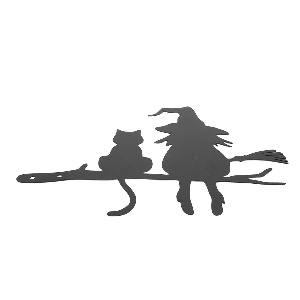 Hexenkatze Gartenstecker Metall Silhouette Niedlicher Hexenkatzenstecker Auf dem Ast für Baumstumpf Hof Rasen Deko
