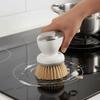 2 Stück/Set Automatischer Flüssigkeitsspender-Topf mit Druckknopf und Bürste Effizienter Küchenschwamm Geschirrreinigung