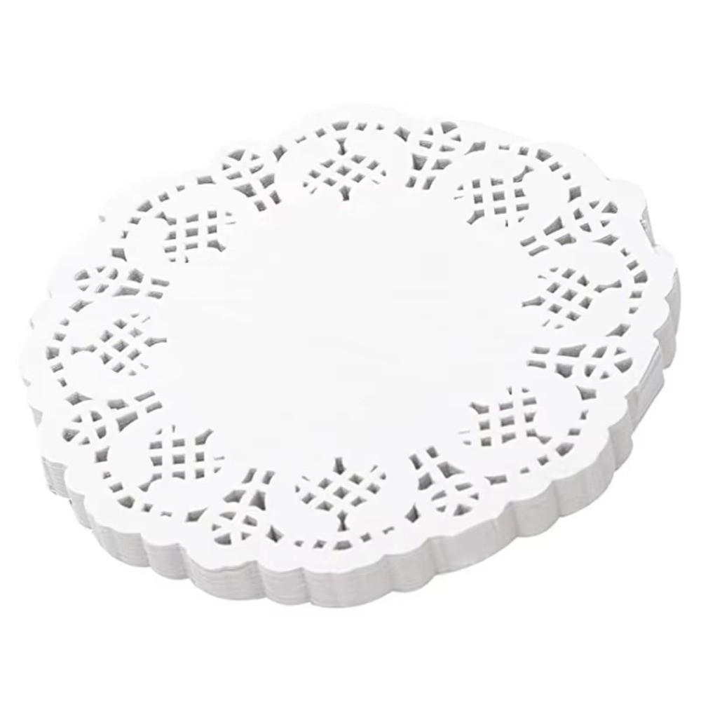 100 Stück Dessert-Servier-Spitzenpapier-Deckchen Runde Form Backpapierbögen Für Party-Dekoration
