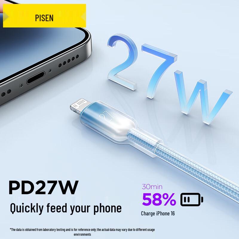 Pisen PD27W Type-C to Lightning Fast Charge Cable for iPhone