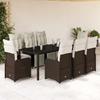 VidaXL Garden Bistro Set 9 Pcs Brown Cushions Poly Rattan 3277192