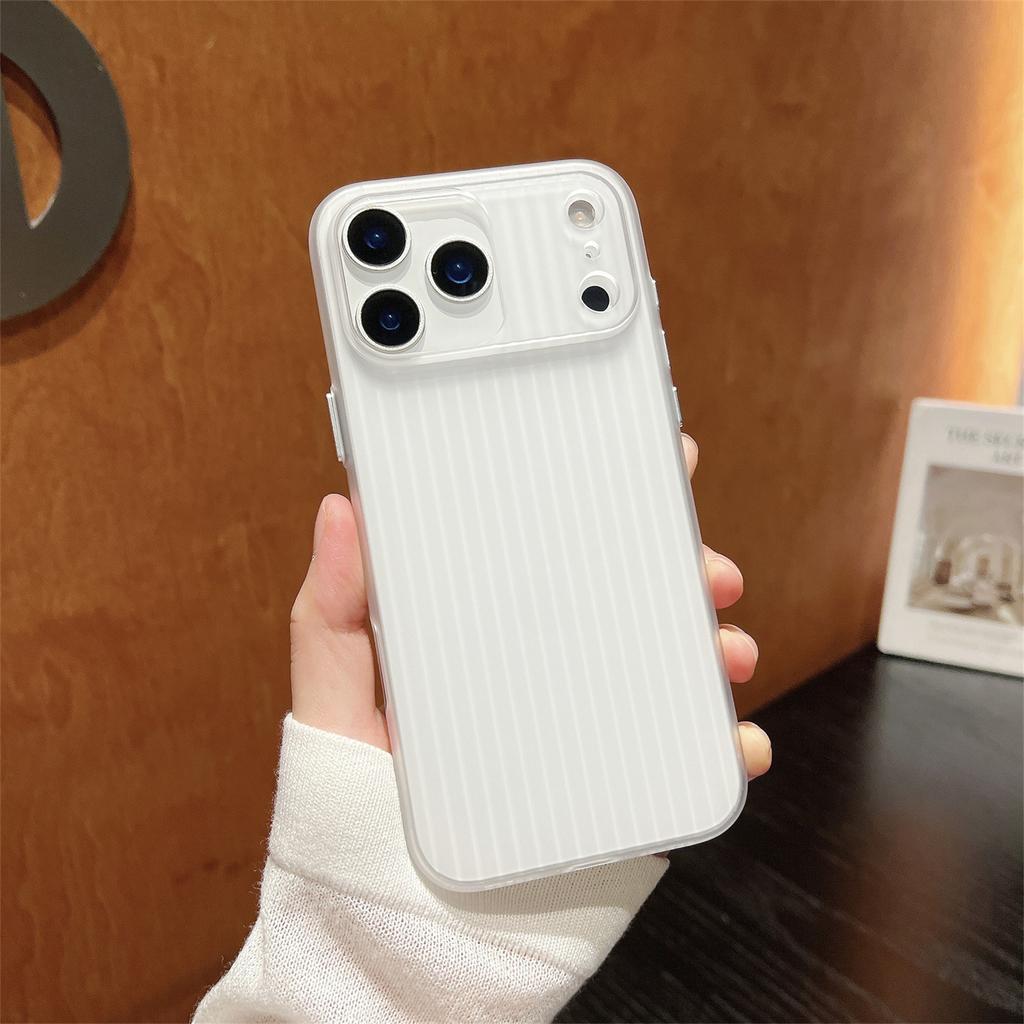 For iPhone 17 Pro Max PC Phone Case Corrugated Textured Protective Back Cover