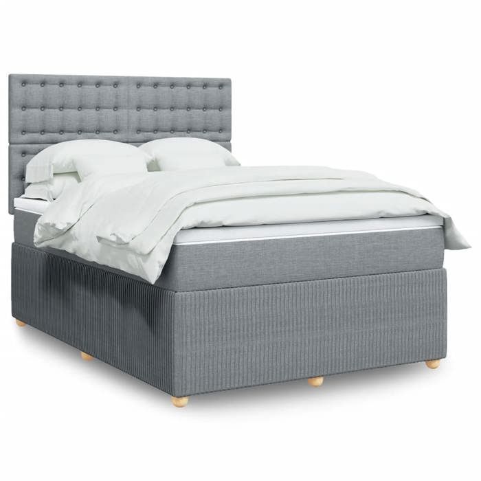 VidaXL Sommier à lattes de lit avec matelas Gris clair 140x190cm Tissu 3294365