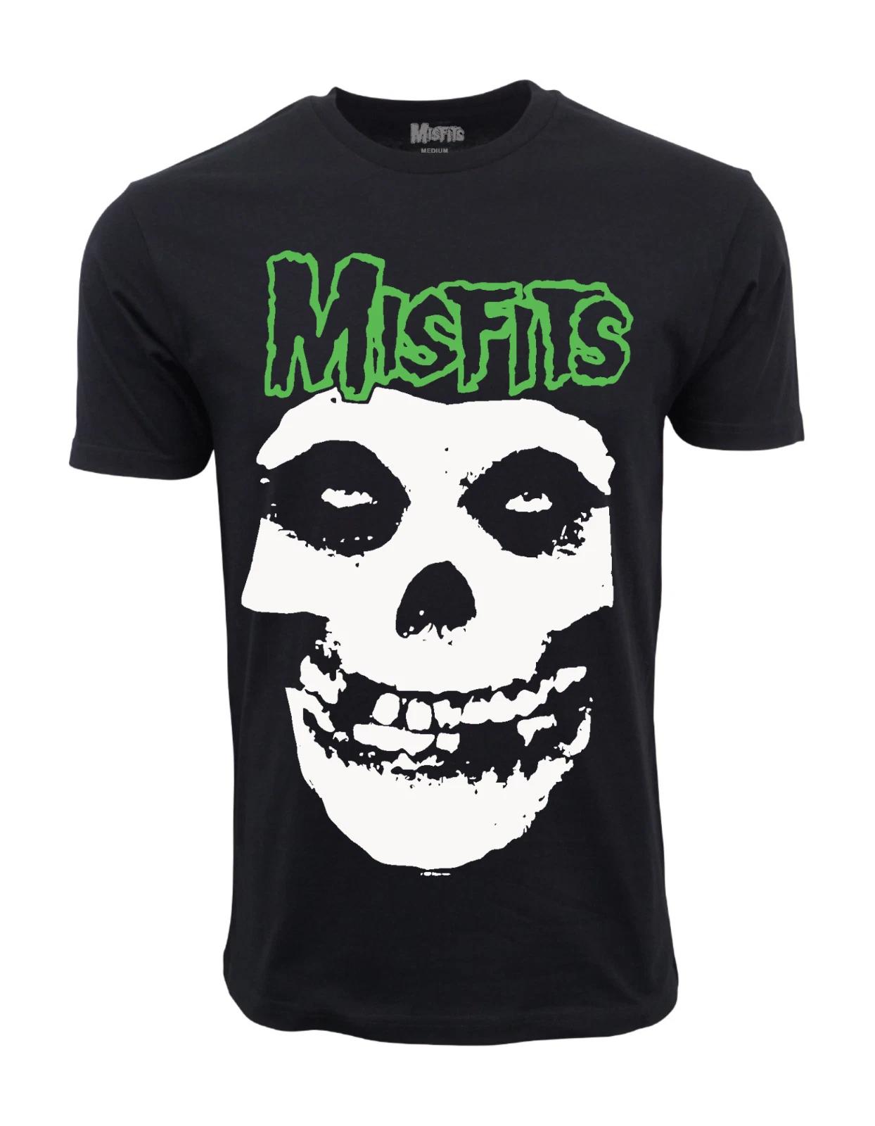 Unisex Adult Casual Graphic MISFITS GREEN FIEND SKULL T SHIRT T-Shirt S