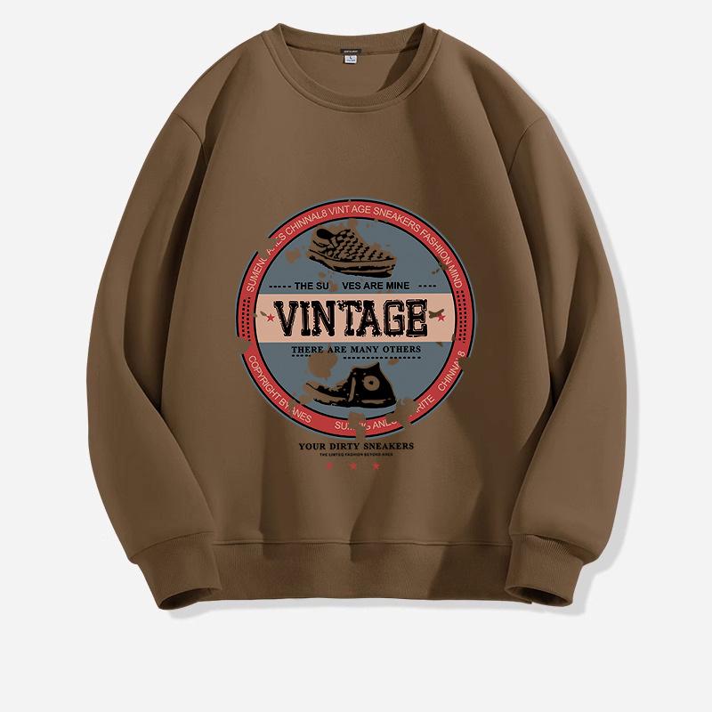 

Мужская модная свободная толстовка осень/зима: Модный однотонный свитер с круглым вырезом и принтом 4XL