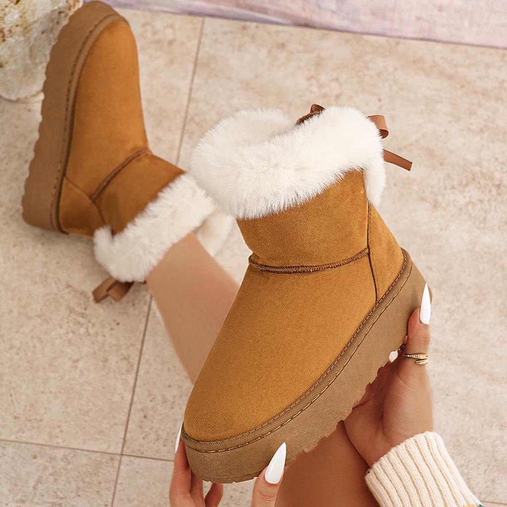 Fashion Women Boots Large Size Casual Fashionable Ankle Booties Comfortable Round Toe Slip-On Snow Boots Outdoor Luxury Women Shoes