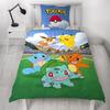 Parure De Lit Réversible - POKEMON - Pikachu Et Ses Amis À l'Arena - Microfibre - 140 X 200 Cm + 1 Taie 63 X 63 Cm