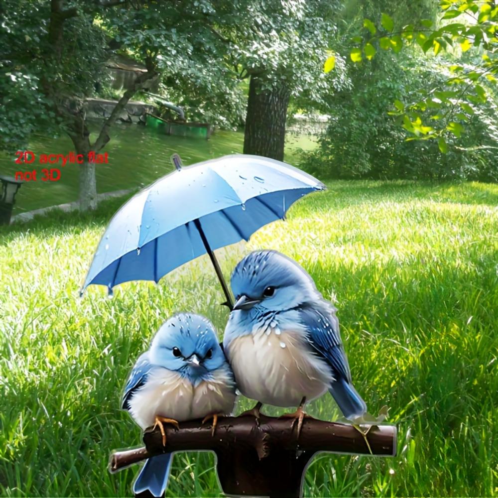Cute blue bird, 2D flat acrylic, decoration, outdoor, suitable for garden, lawn, gifts, Christmas, Halloween