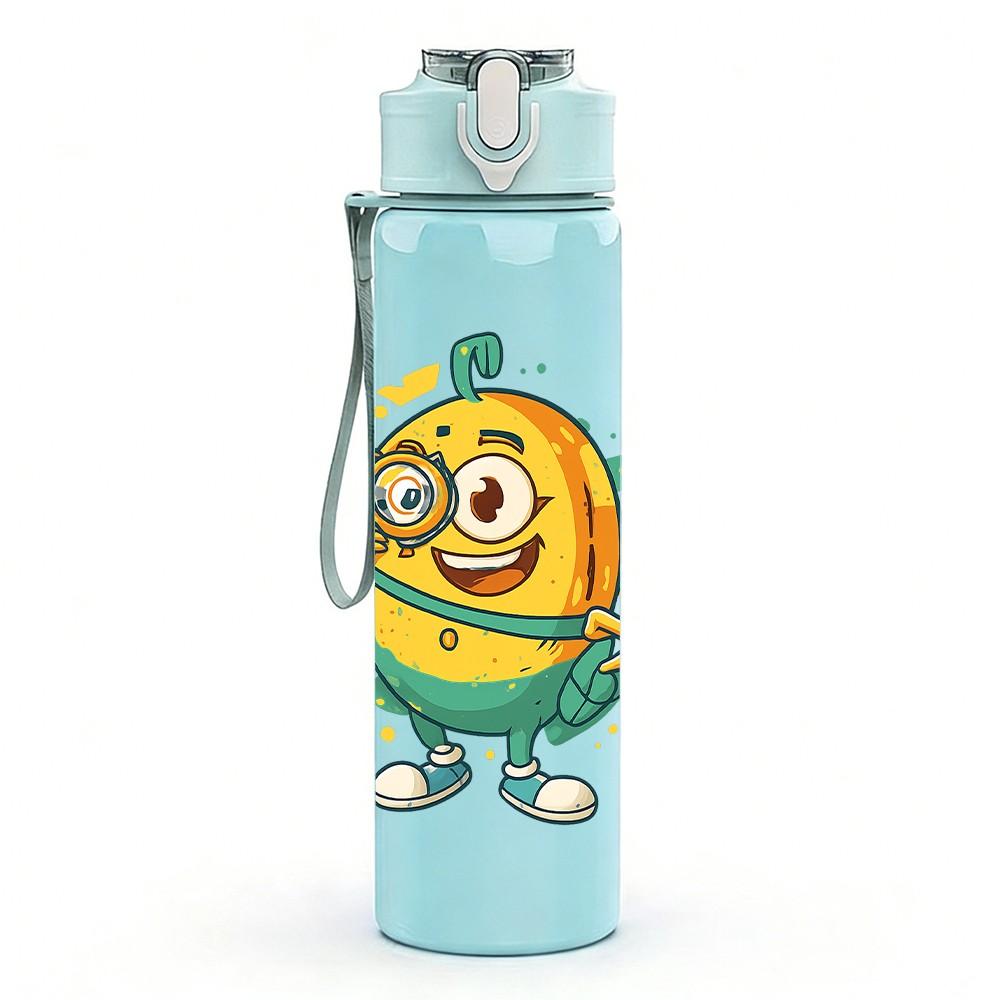 1PC Minion Cute Cartoon 750ml Color Plastic Sports Water Bottle Leakproof Flip Straw Lid Suitable for Sports Office Home Use