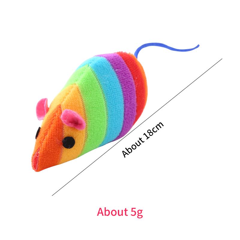 Factory Direct Soft Wool rainbow Color Mouse Shaped Cat Plush Toy Interactive Cat Toy