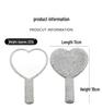 High-Quality Heart-Shaped Crystal Handle Rhinestone Makeup Mirror