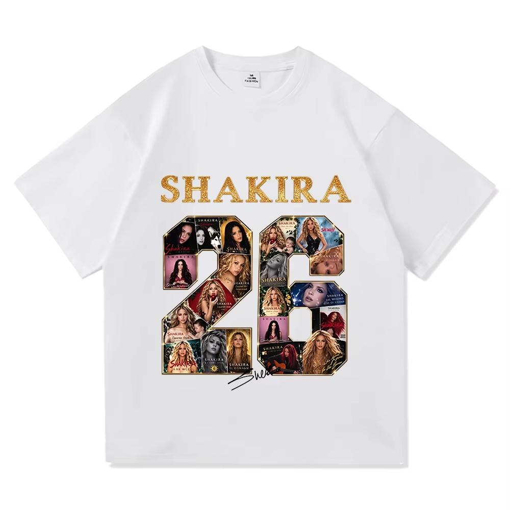 Shakira Album Cover 2026 Tour Print T-shirts Men Women Hip Hop Streetwear T-shirt Print Crew Neck Short Sleeve Lightweight Casual T Shirt