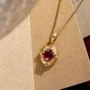 Pigeon Egg Red Corundum Retro Brushed Diamond Pendant Necklace Women's Fashion Temperament Daily Banquet Jewelry 2026