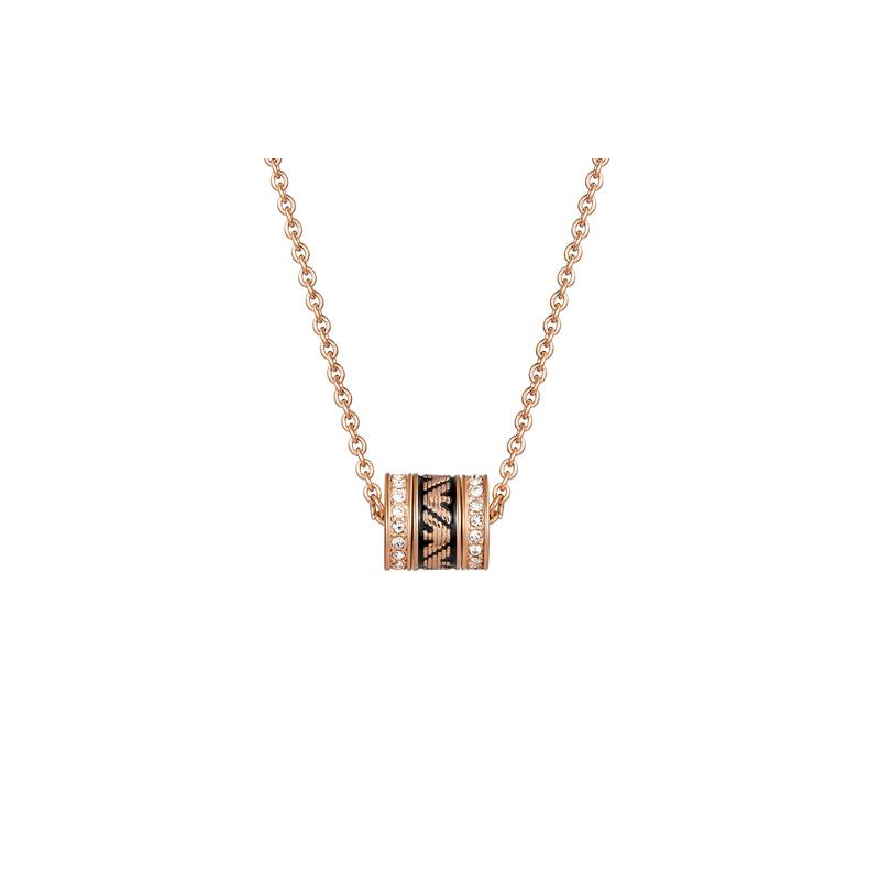 Emporio Armani Fashion Rose Gold Diamond Black Beads Transfer Beads Women's Stainless Steel Necklace Women's EGS2975221 F Original Bag