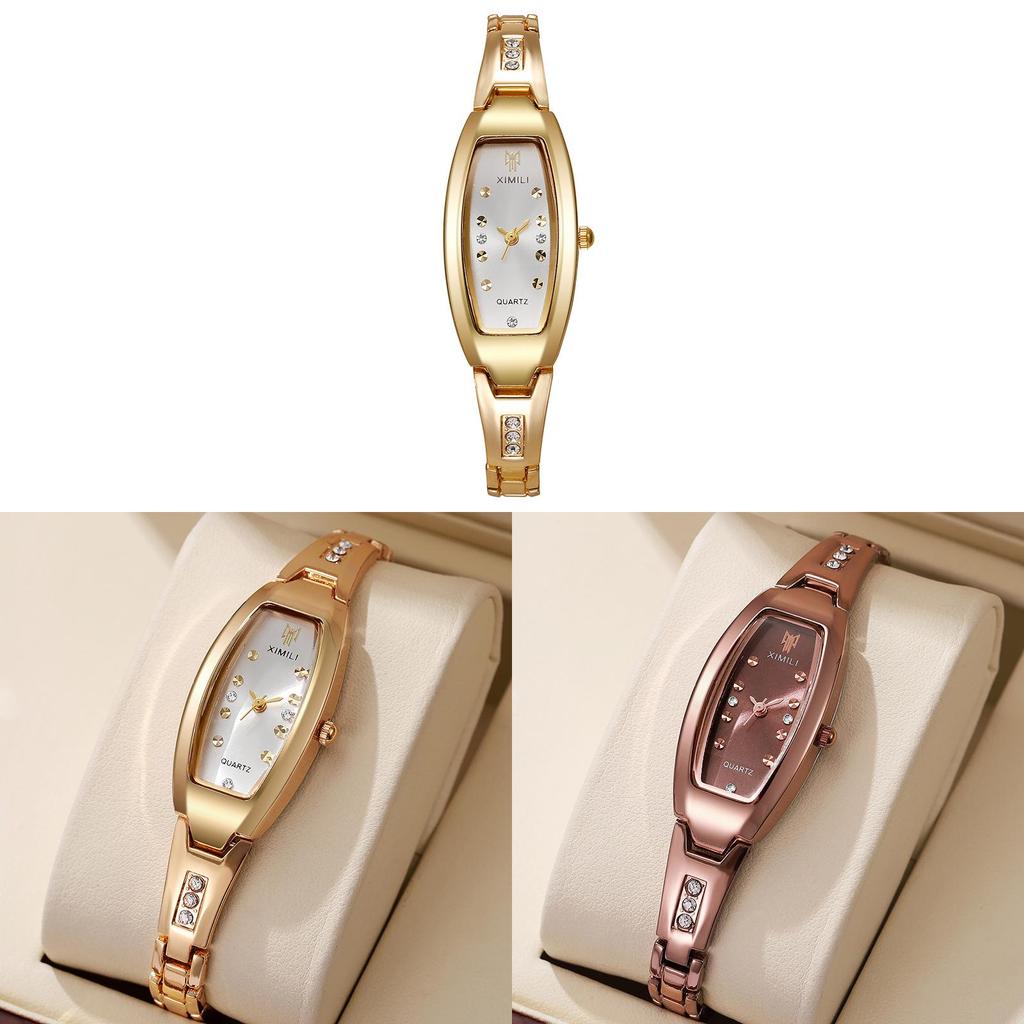 Elegant Fashion Oval Diamond Embellished Ladies Watch With Quartz Movement For Casual Wear