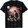 Kawaii Gatto Anime Giapponese Retrò T-shirt Divertente Grafica Gatto Unisex Abbigliamento Cotone T-shirt Camisetas Casual Fitness T-shirt
