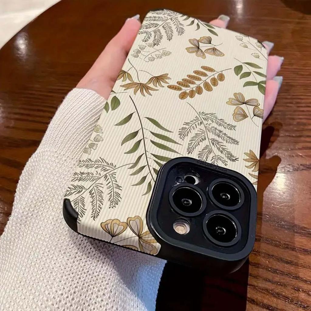 Premium Blätterdesign iPhone 15 Pro Max/14/XR/XS Max Vollkantenschutzhülle