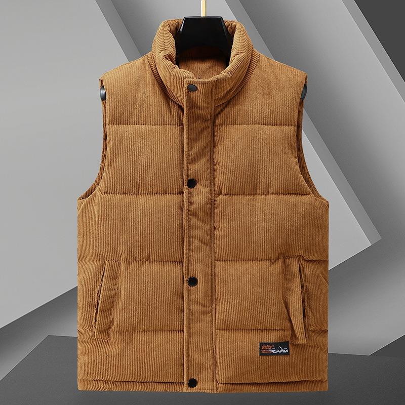 

Autumn and winter cotton vest men s sleeveless vest corduroy thickened vest jacket trendy stand-up collar vest outer wear men M верблюд