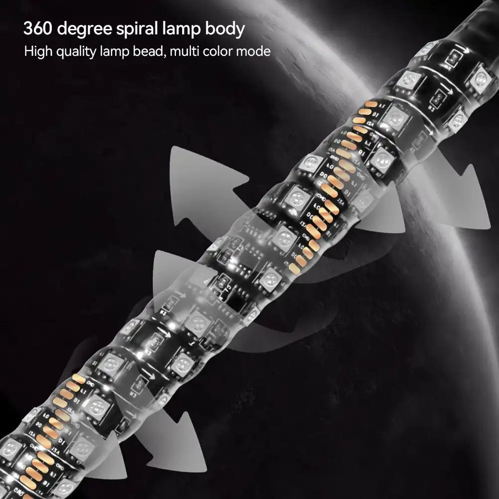 30cm/1ft Uzaktan Kumandalı LED Bayrak Direği Işıkları Renkli Bayrak Direği Spiral Anten Kamçı Işıkları UTV ATV Off Road Kamyon Kum Arabası için