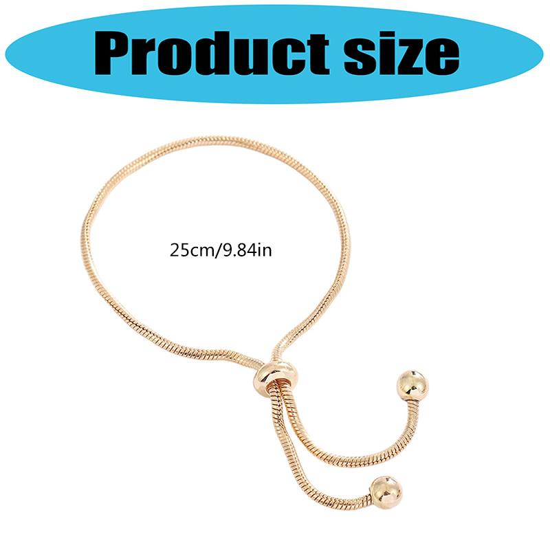 Anti Tarnish Copper Adjustable Bracelet Snake Bone Chain Design Beaded Slider Closure Comfort Jewelry Gift