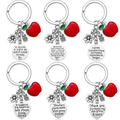Teacher's Day Apple Laser Alloy Keychain & Bag Tag Pendant
