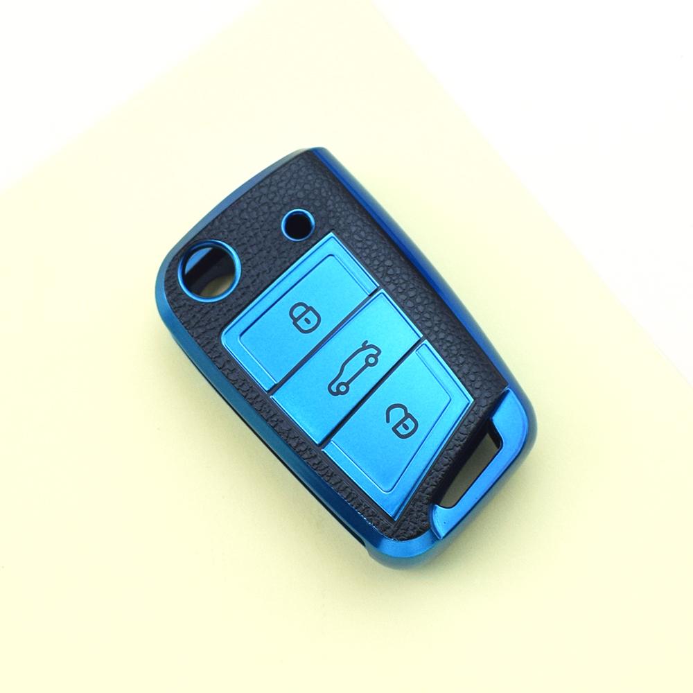 Keychain Leather Tpu Car Key Case Cover For Skoda Octavia Kodiaq Karoq For Seat Ateca For Volkswagen Vw Polo Golf7 Mk7 Tiguan