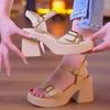 Women's Platform Heeled Shoes New Open Toe Chunky Heel Women's Sandals Outdoor Plus Size Dress Party High Heel Sandals for Women
