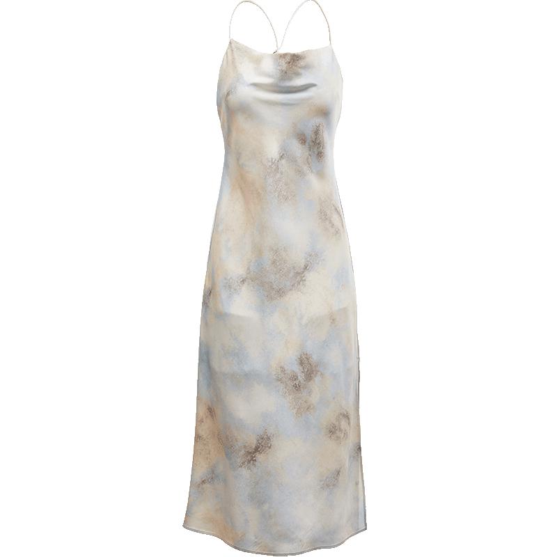 

Only Женское летнее шелковое платье-комбинация тай-дай с разрезом 2025 XS