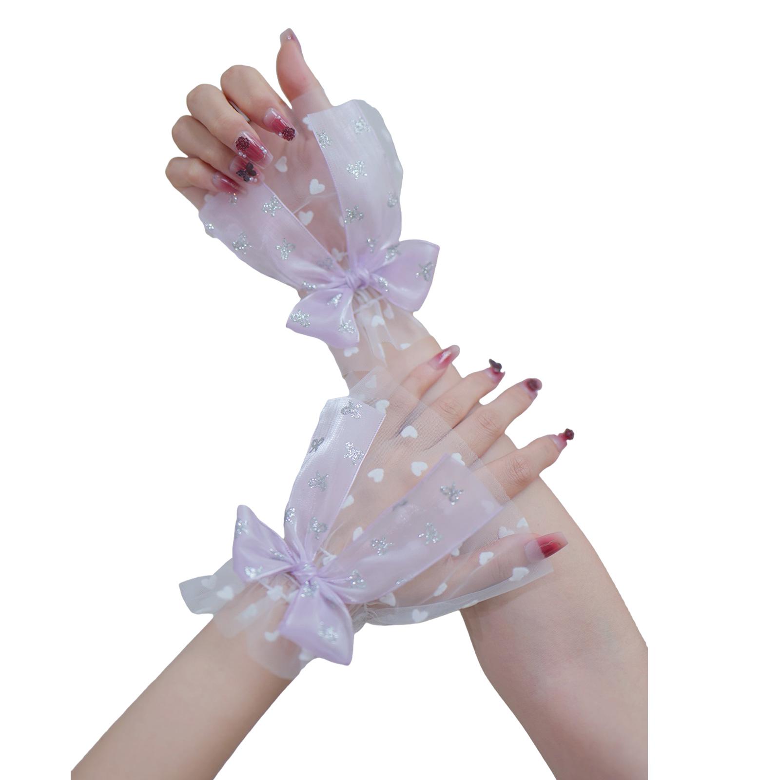 

Серебристый блестящий рукав с бантом для фотосъемки ногтей, элегантный шифоновый аксессуар с эластичной посадкой 4