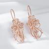 Unique Glossy Dangle Earrings For Women Fashion  Rose Gold Color Metal Flower High Quality Daily Fine Jewelry