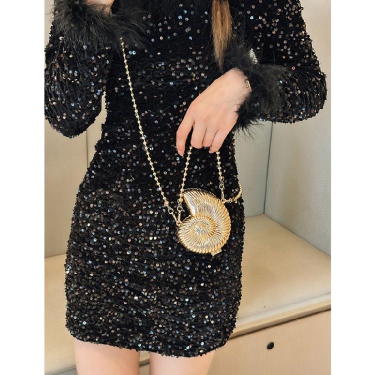 Womens Conch Shape Purse Elegant Acrylic Evening Bag with Chain Strap Crossbody Shoulder Small Handbag for Wedding Party