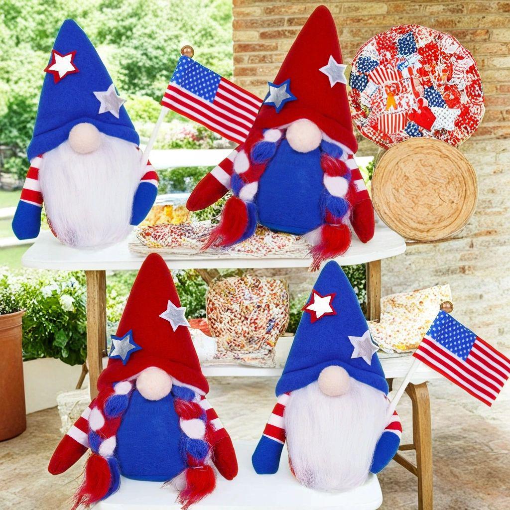 Cross-Border Independence Day Flag Gnome Doll Ornament 16x10x6 cm