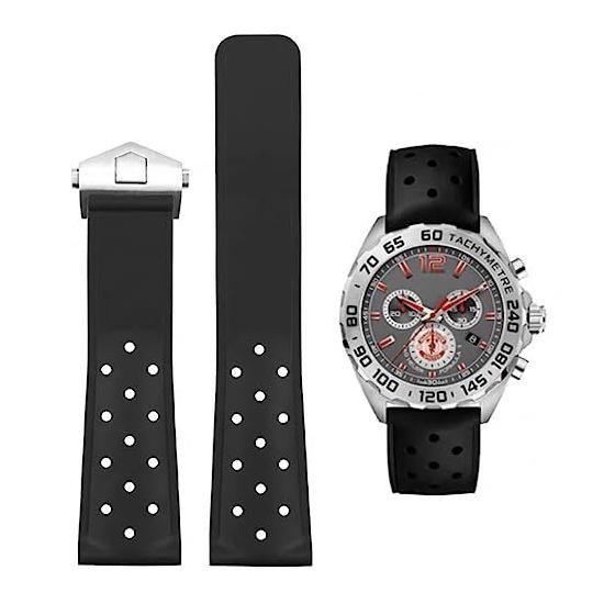 Used [AIYIRUO] Watch Strap TAG HEUER Silicone Watch Band Watch Band 22mm Soft Silicone Rubberbe_k