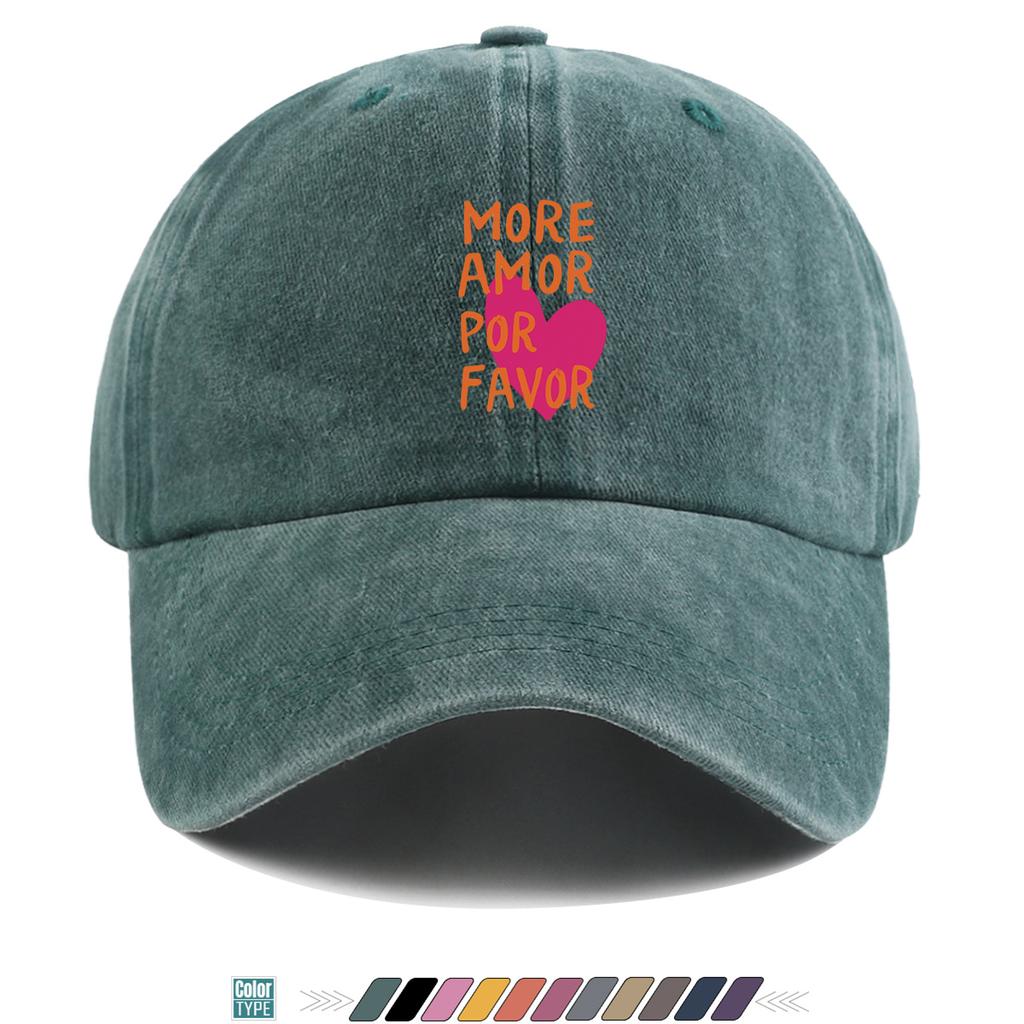 Pc MORE AMOR POR FAVOR Spanish Lettering Baseball Cap  Adjustable Duckbill Hat with Heart Print  Buckle Closure Lightweigh