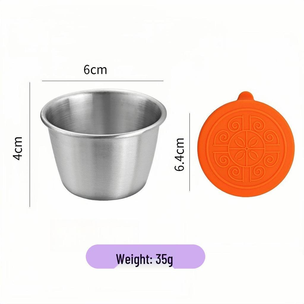 304 Stainless Steel Sauce Container with Silicone Lid, Sealed, for Outdoor Use and Seasoning.