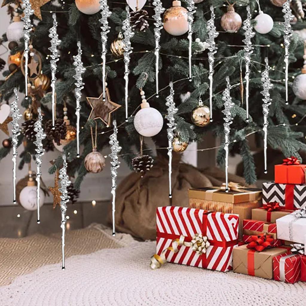 Transparent Acrylic Icicle Ornaments for Christmas Tree Decoration Crystal Hanging Pendant Icicles Drop Xmas Wedding Decor