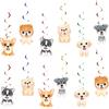 12 Pcs Dog Paw Prints Puppy Hanging Swirls Ceiling Streamers Decorations, for Dog Paw Prints Birthday Party Favors Supplies and Baby Shower